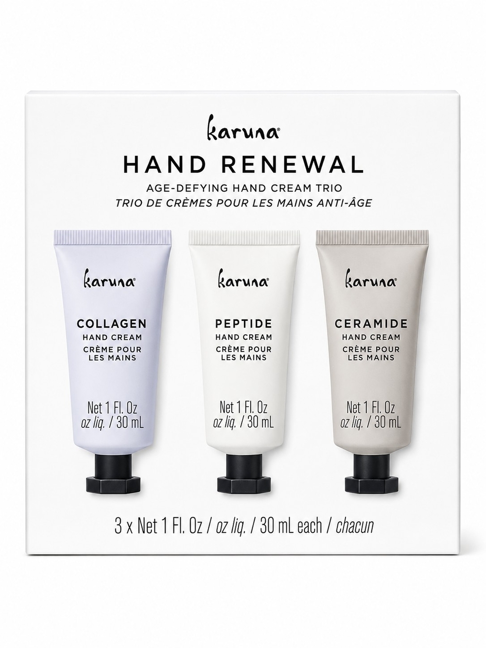Karuna Hand Renewal Age-Defying Hand Cream Trio Collagen Peptide Ceramide